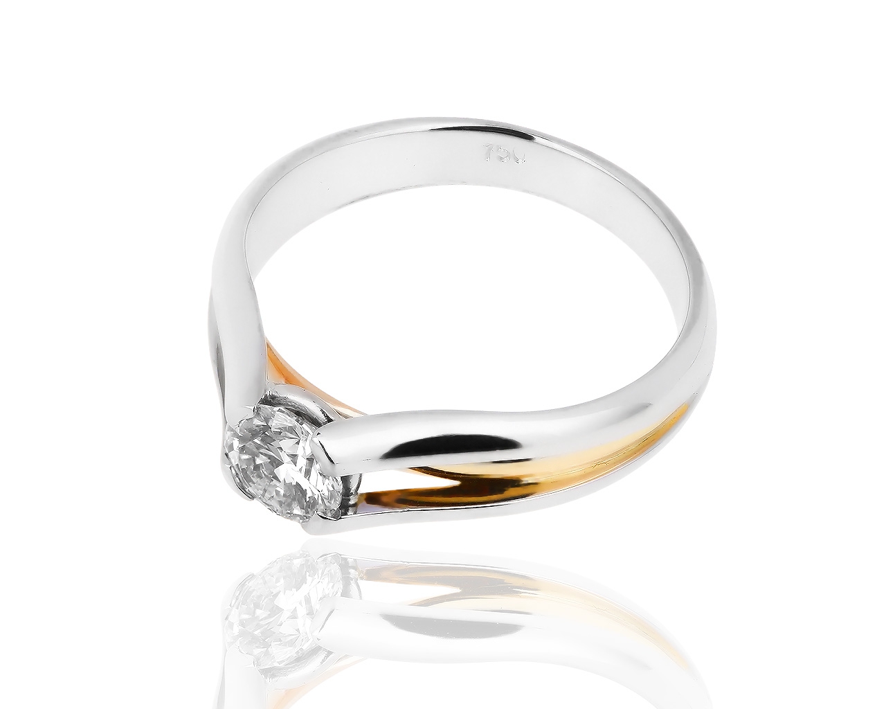 Помолвочное золотое кольцо с бриллиантом 0.51ct