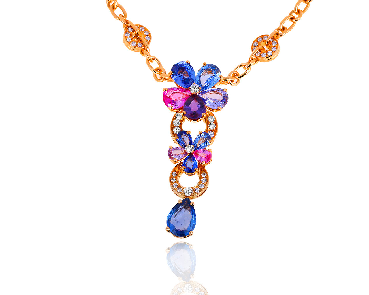 Оригинальное золотое колье с сапфирами 11.50ct Bvlgari 121119/2