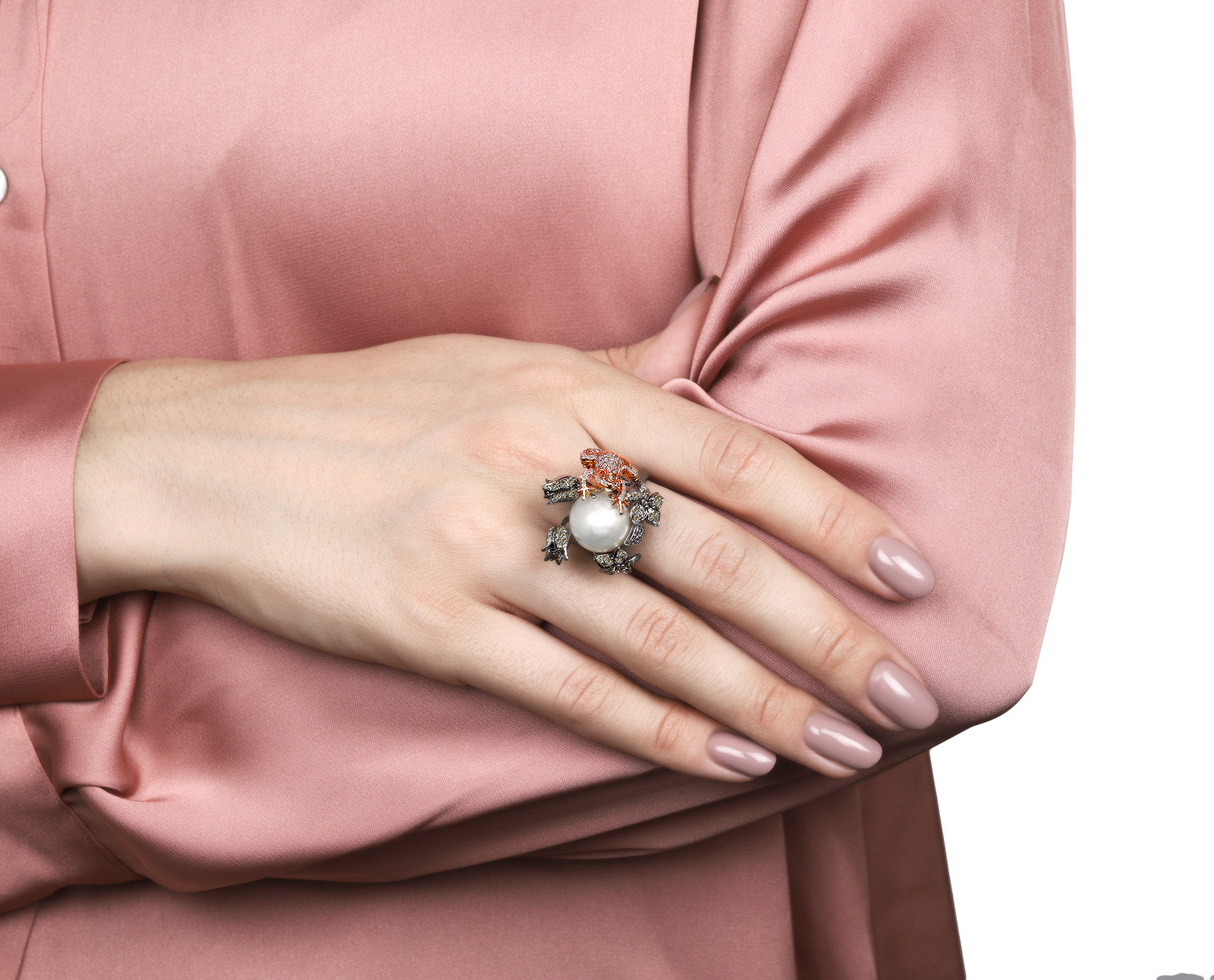 Восхитительное золотое кольцо с жемчугом 13.20 мм