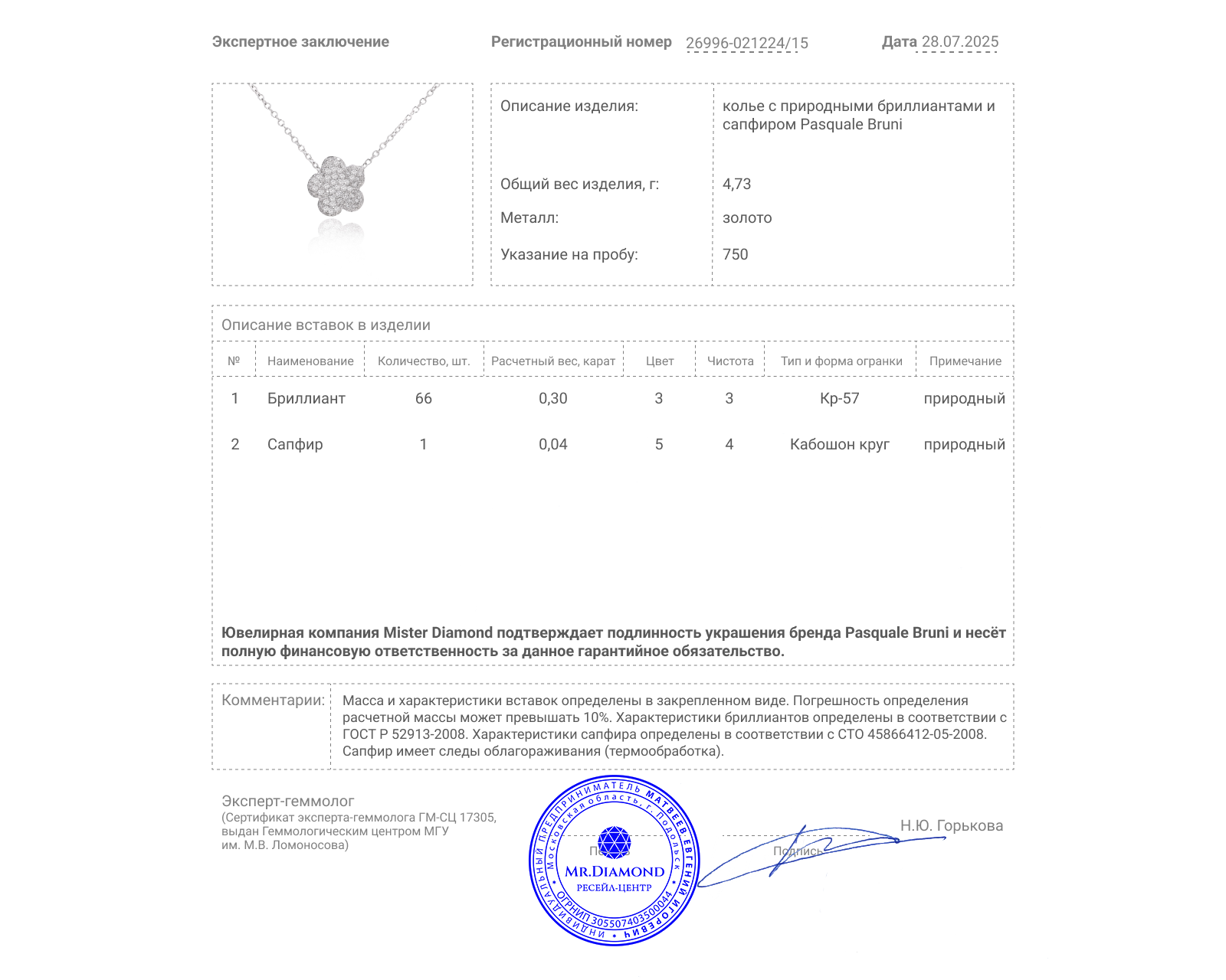 Оригинальное золотое колье с бриллиантами 0.30ct Pasquale Bruni