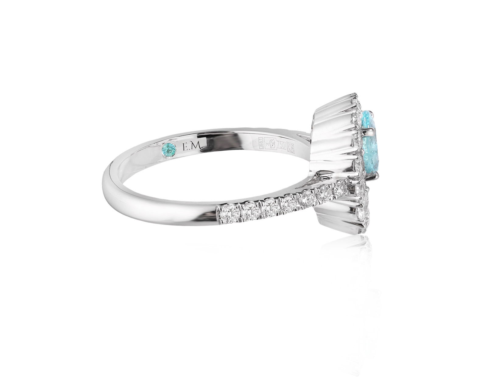 Золотое кольцо с турмалином параиба Мозамбик 0.67ct Evgeny Matveev