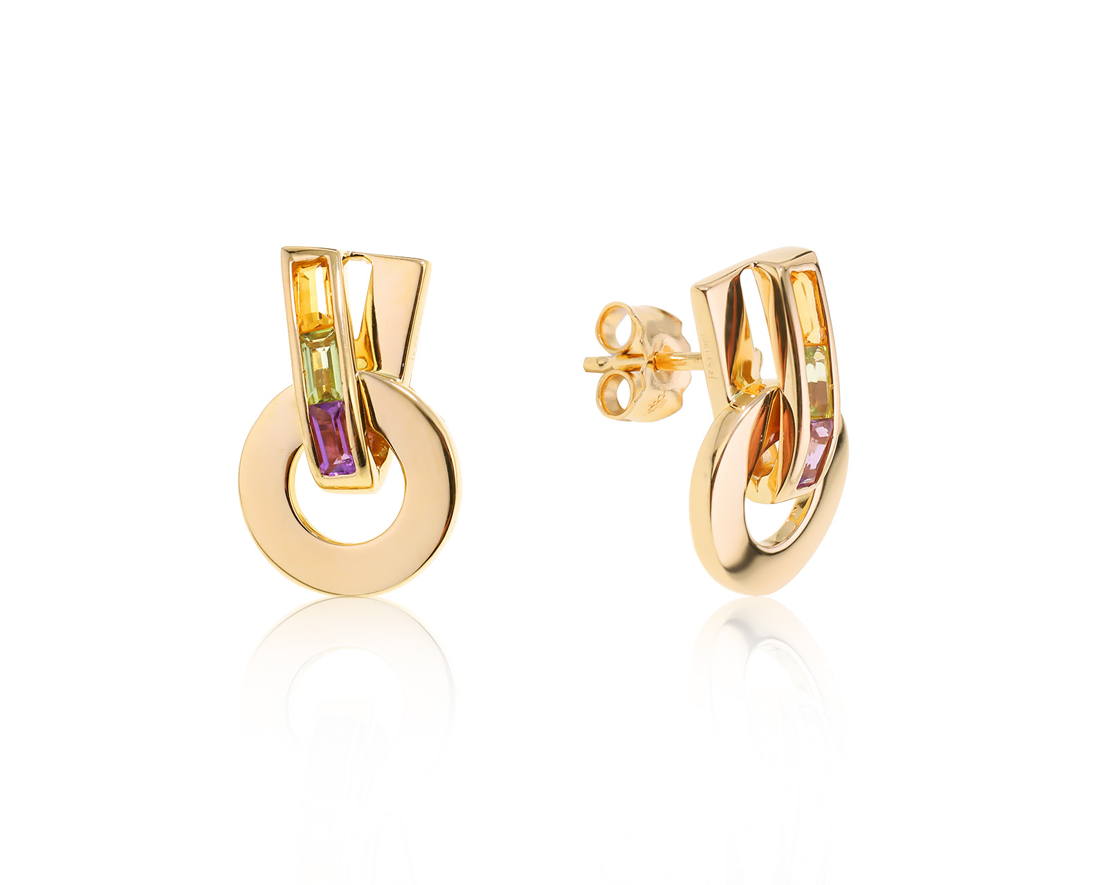 Оригинальные золотые серьги с цветными камнями 0.50ct Guy Laroche 250324/6