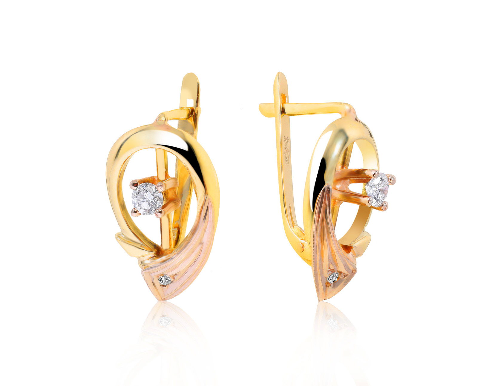 Нарядные золотые серьги с бриллиантами 0.28ct 080921/13