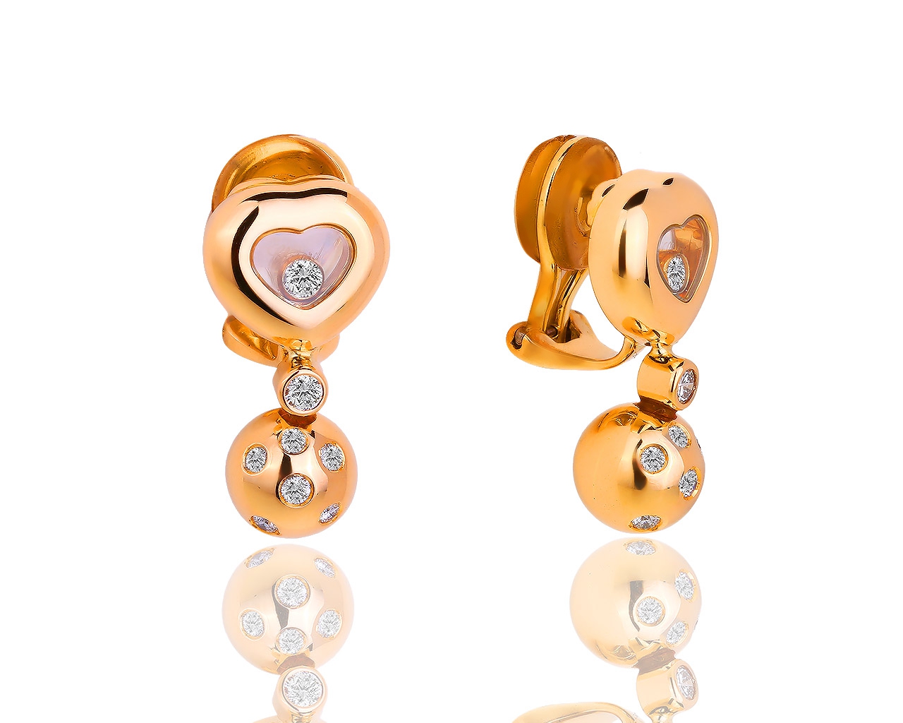 Золотые серьги с бриллиантами 0.31ct Chopard Happy Heart
