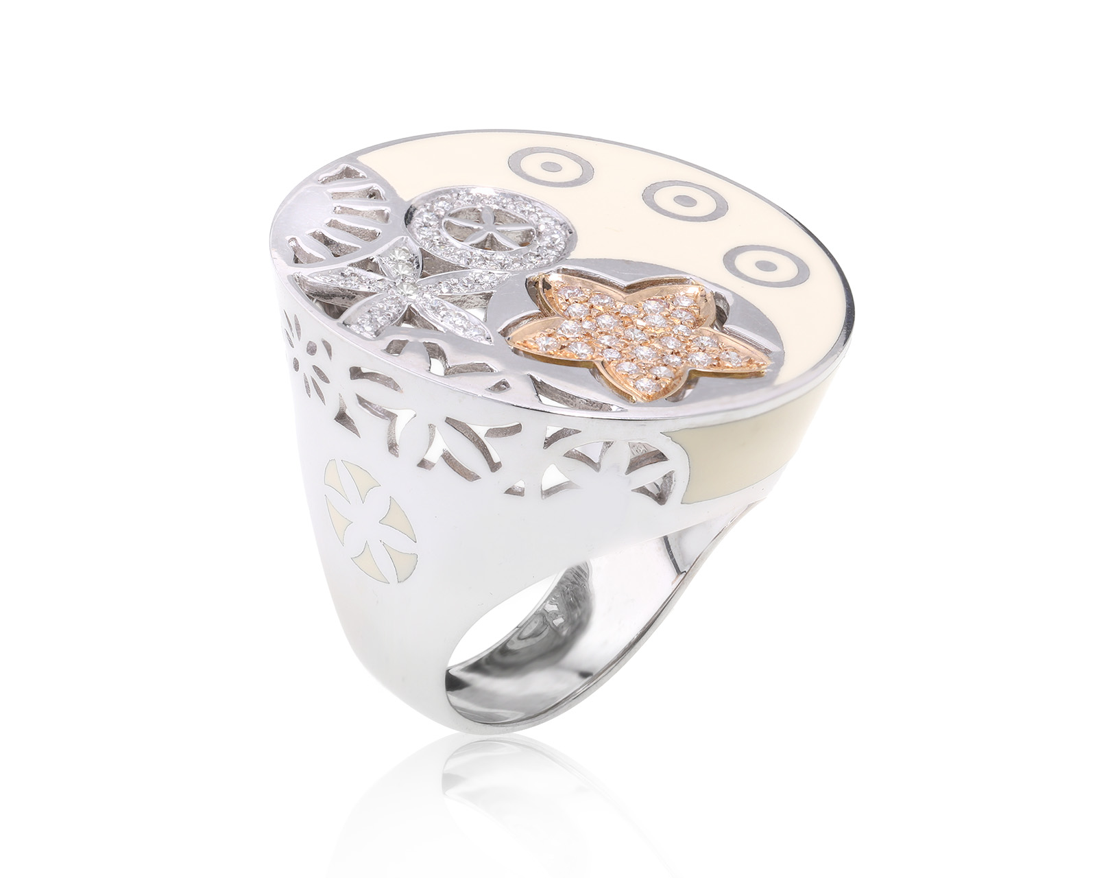 Оригинальное золотое кольцо с эмалью Nouvelle Bague