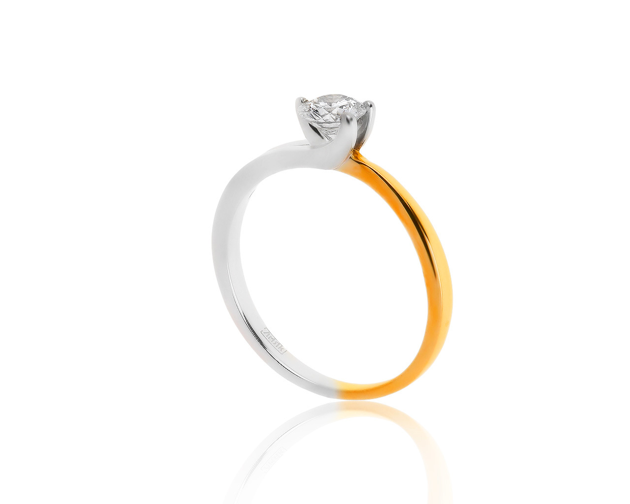 Роскошное золотое кольцо с бриллиантом 0.37ct