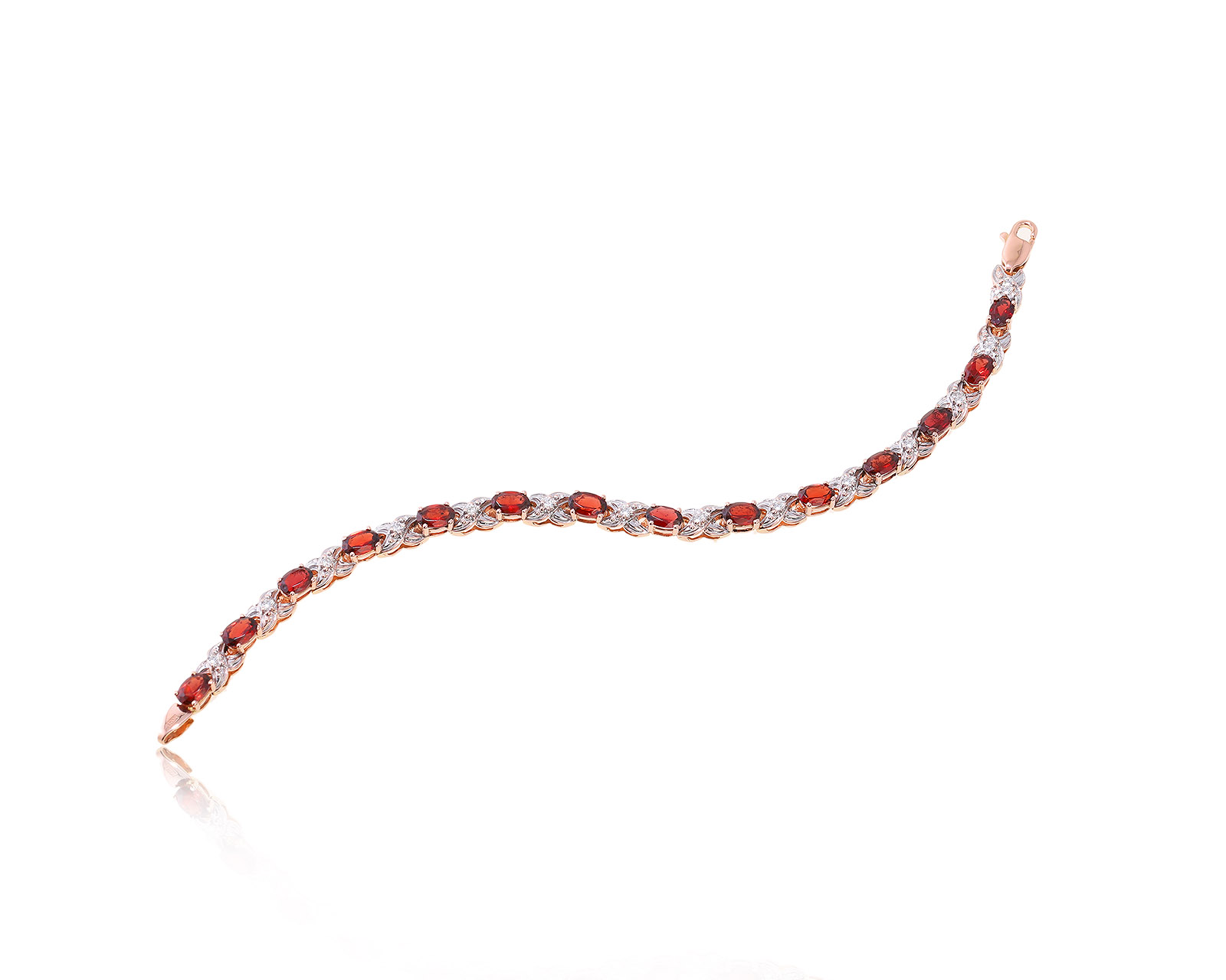 Золотой браслет с гранатами 7.35ct и бриллиантами 0.35ct 290324/1