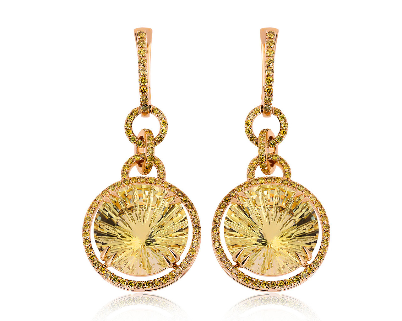Шикарные золотые серьги с цитринами 27.56ct 150720/17