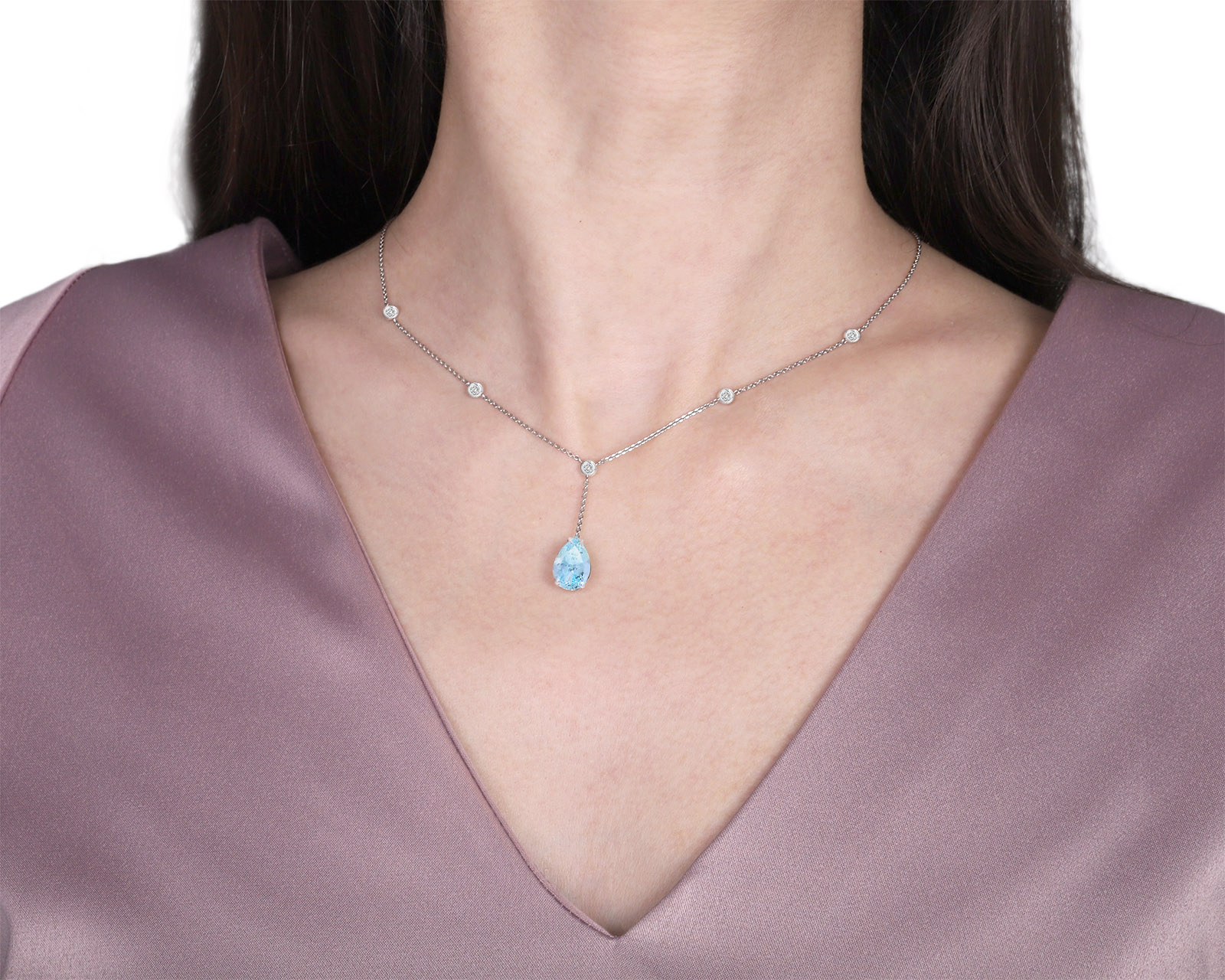Оригинальное золотое колье с аквамарином 3.14ct Constantin Artmayer