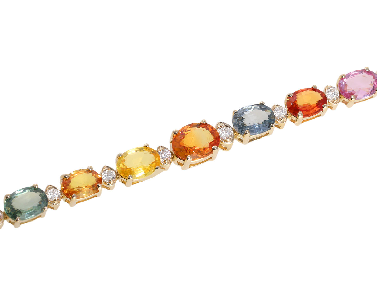 Золотой браслет с цветными сапфирами 15.90ct