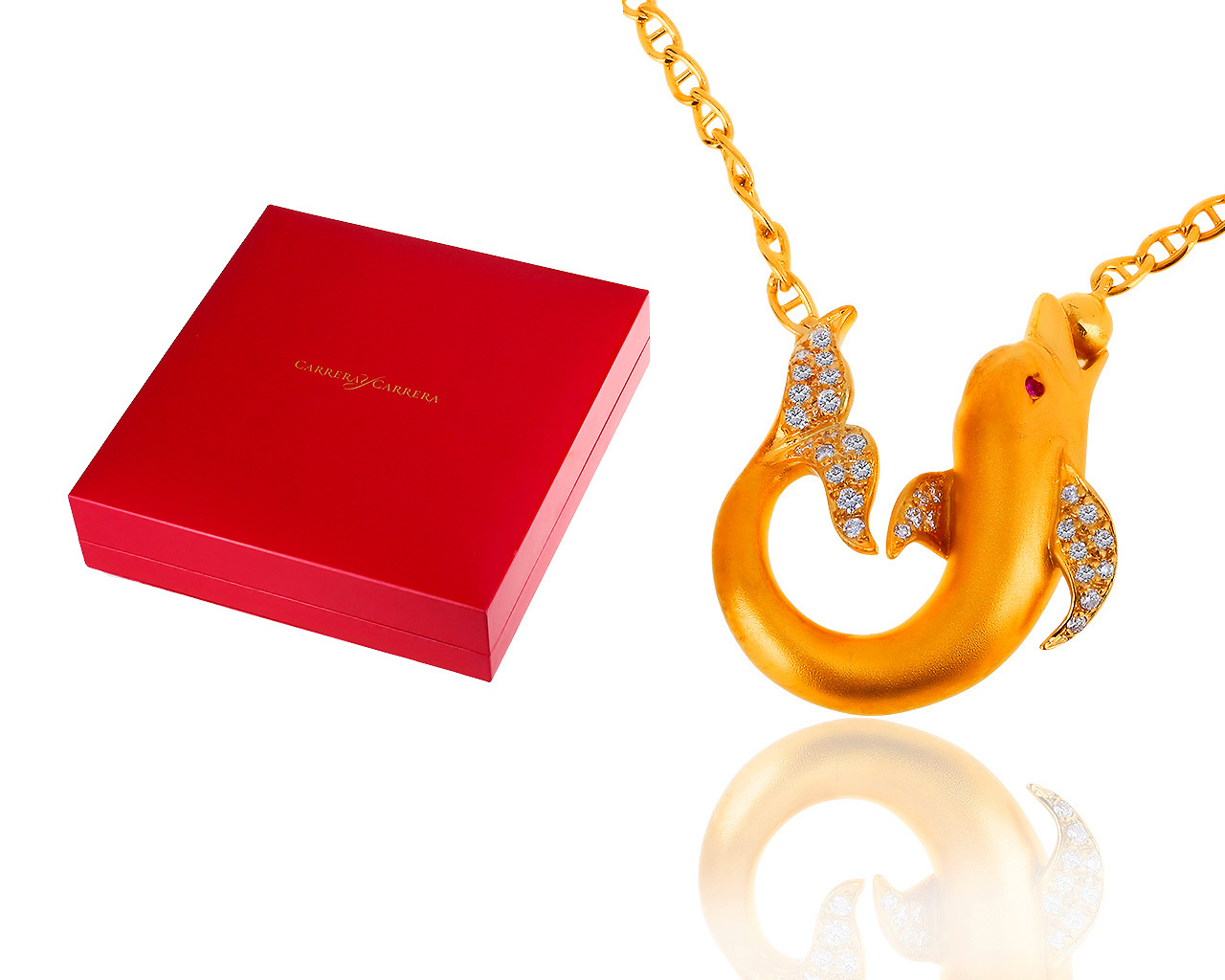 Оригинальный золотой кулон с бриллиантами 0.27ct и рубинами 0.005ct Carrera y Carrera