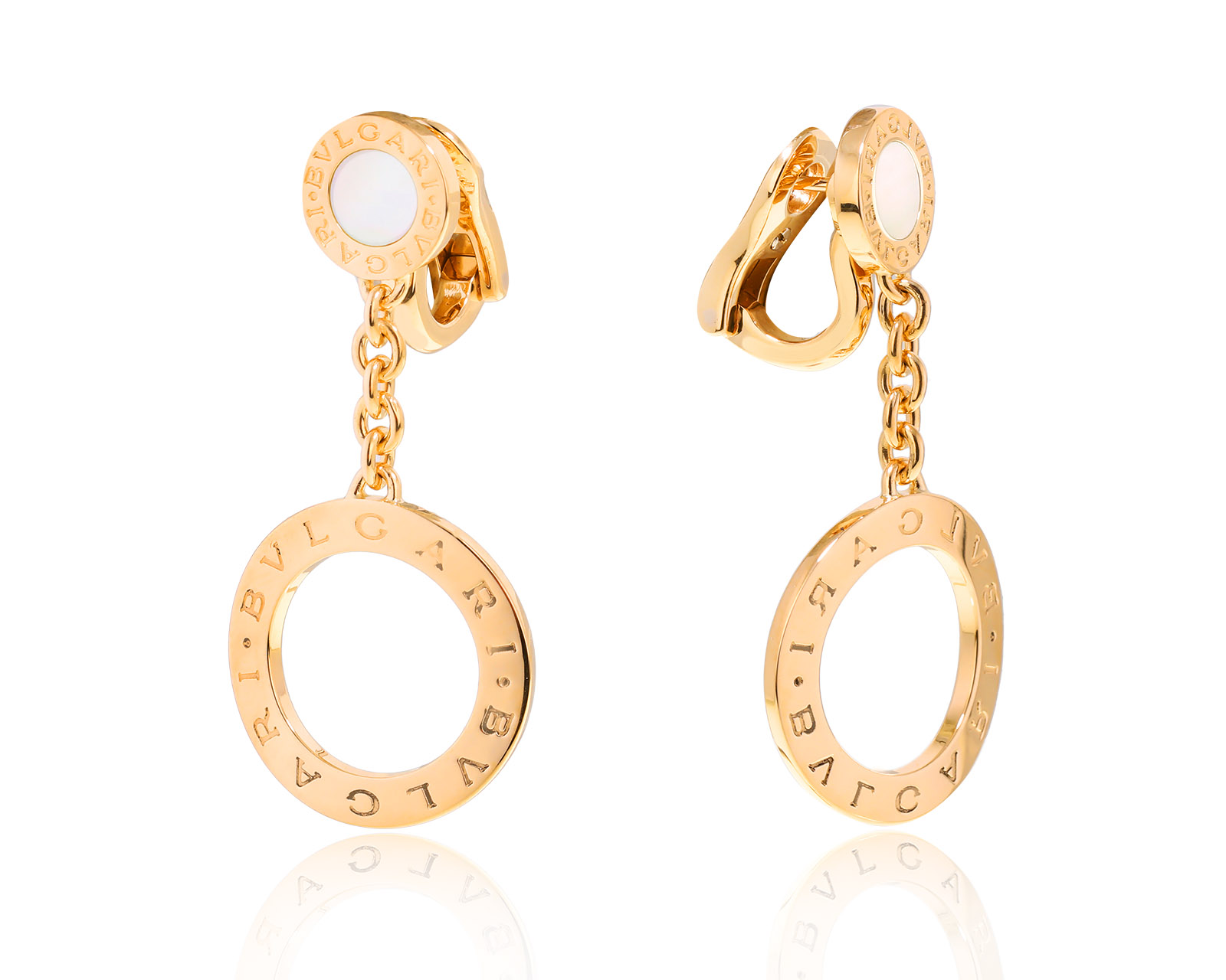 Оригинальные золотые серьги с перламутром Bvlgari 170324/6