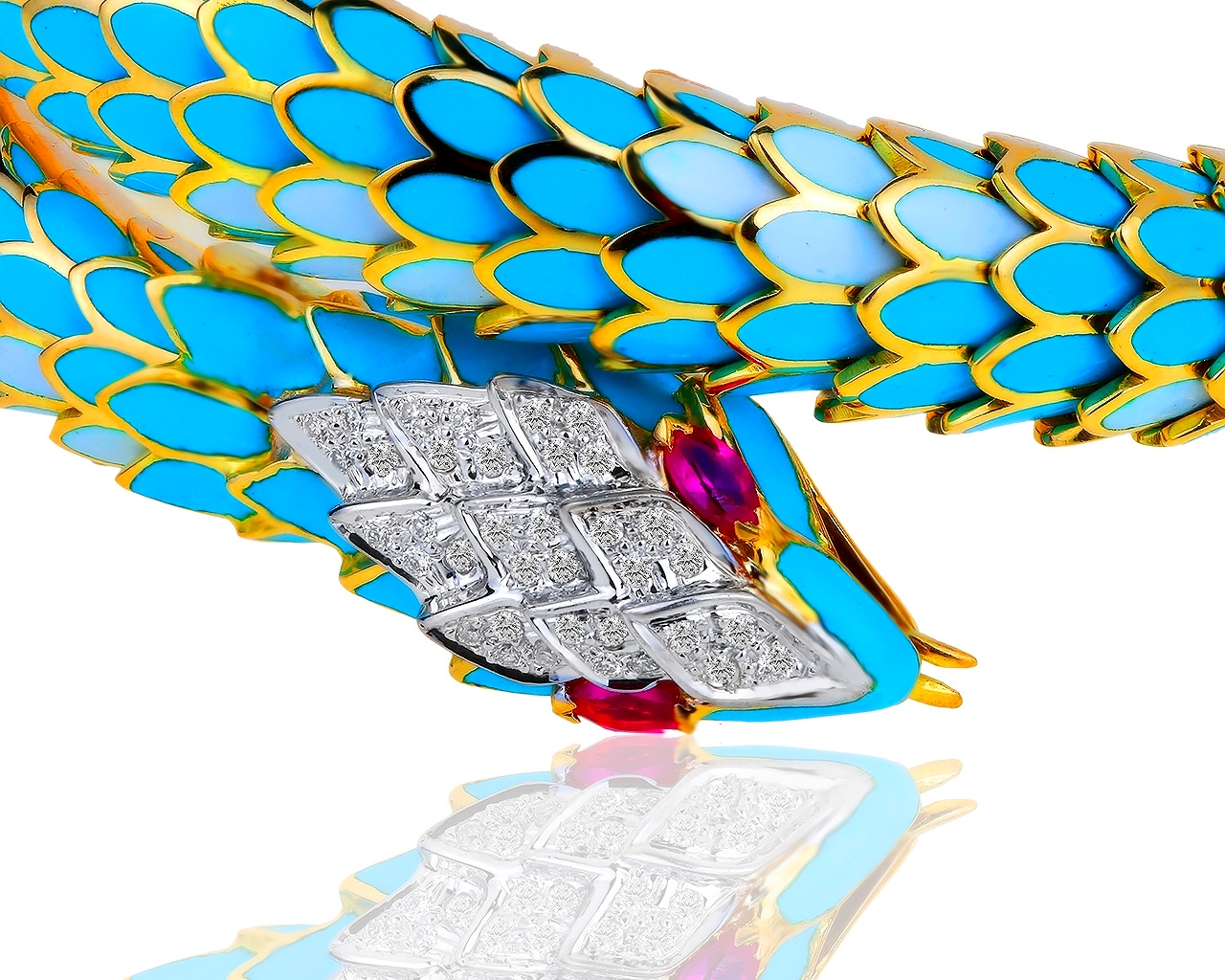 Итальянский золотой браслет с эмалями и бриллиантами 0.15ct