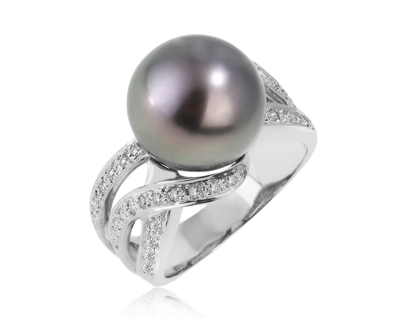 Роскошное золотое кольцо с жемчугом 12.40 мм 190221/1