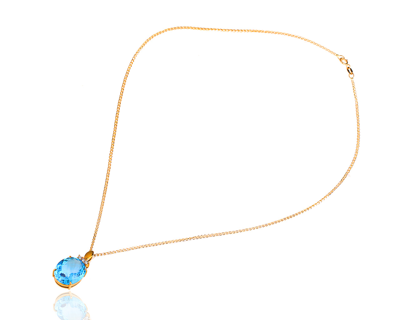 Золотая подвеска с топазом и бриллиантами 0.06ct
