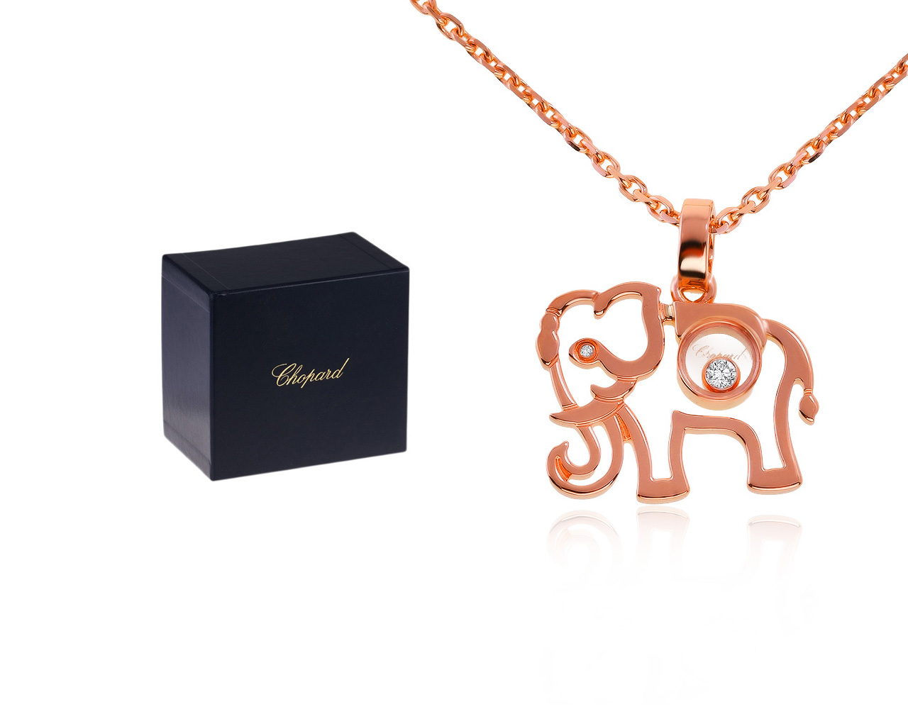 Оригинальный золотой кулон с бриллиантом 0.03ct Chopard