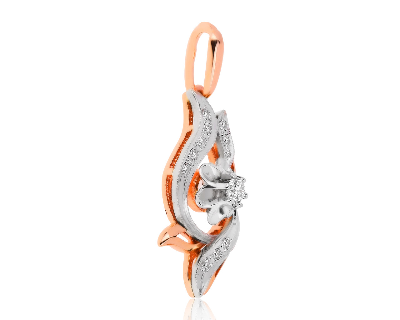 Превосходный золотой кулон с бриллиантами 0.21ct
