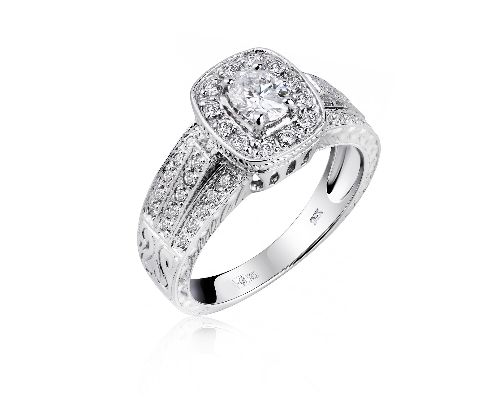 Золотое кольцо с бриллиантами 0.99ct 080726/3
