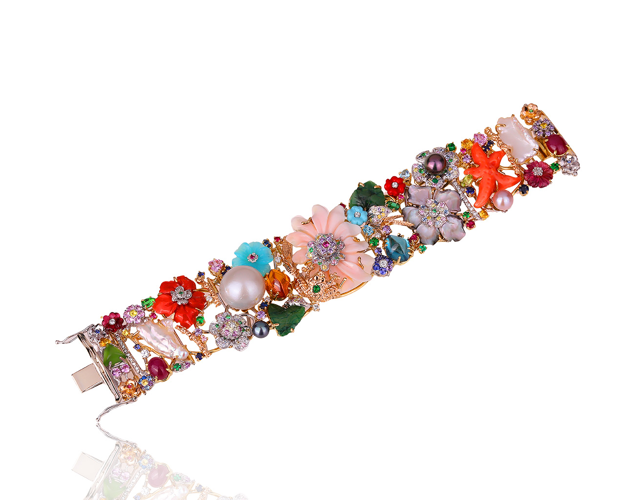 Оригинальный золотой браслет с цветными камнями Santagostino 300720/11