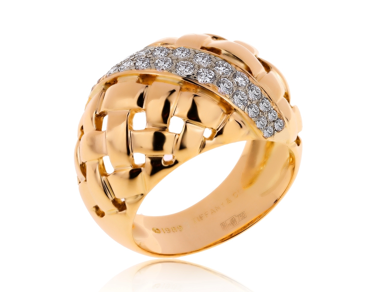 Оригинальное золотое кольцо с бриллиантами 0.75ct Tiffany&Co