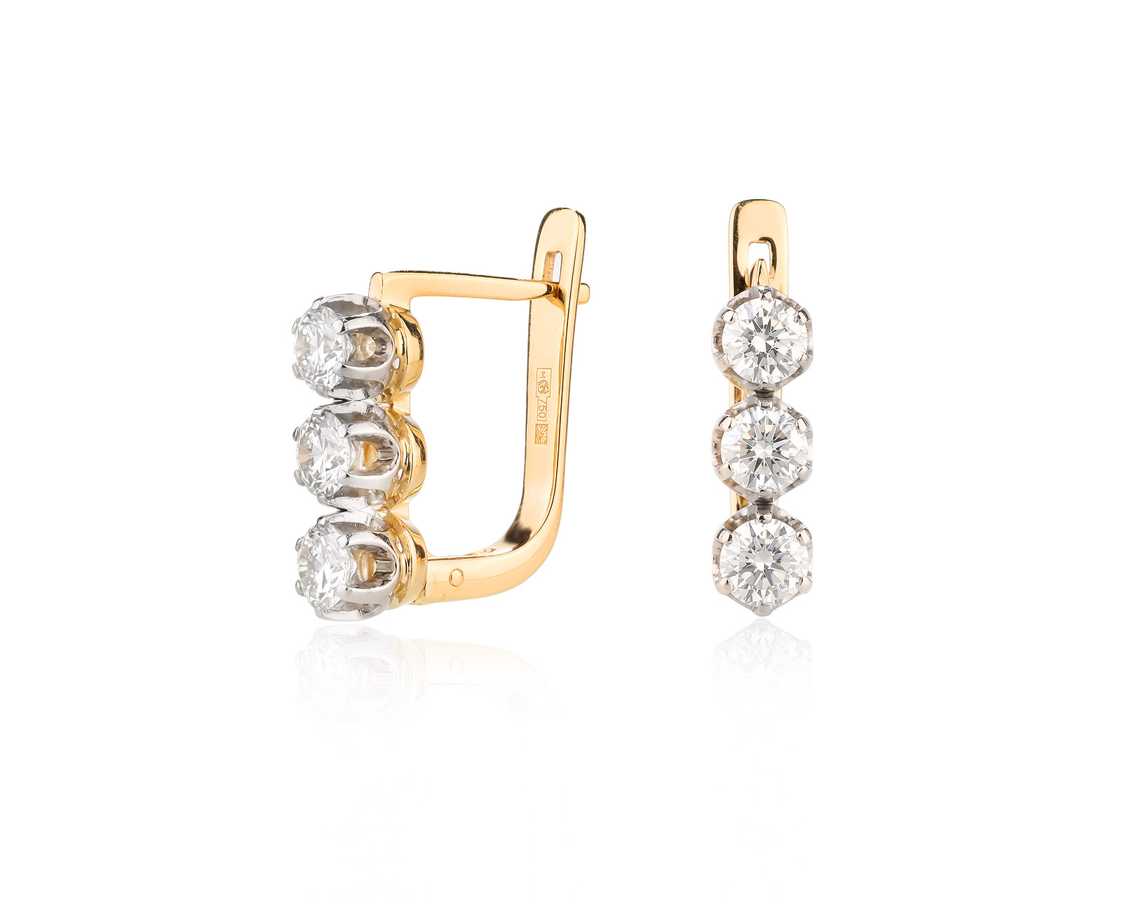 Золотые серьги с бриллиантами 1.15ct