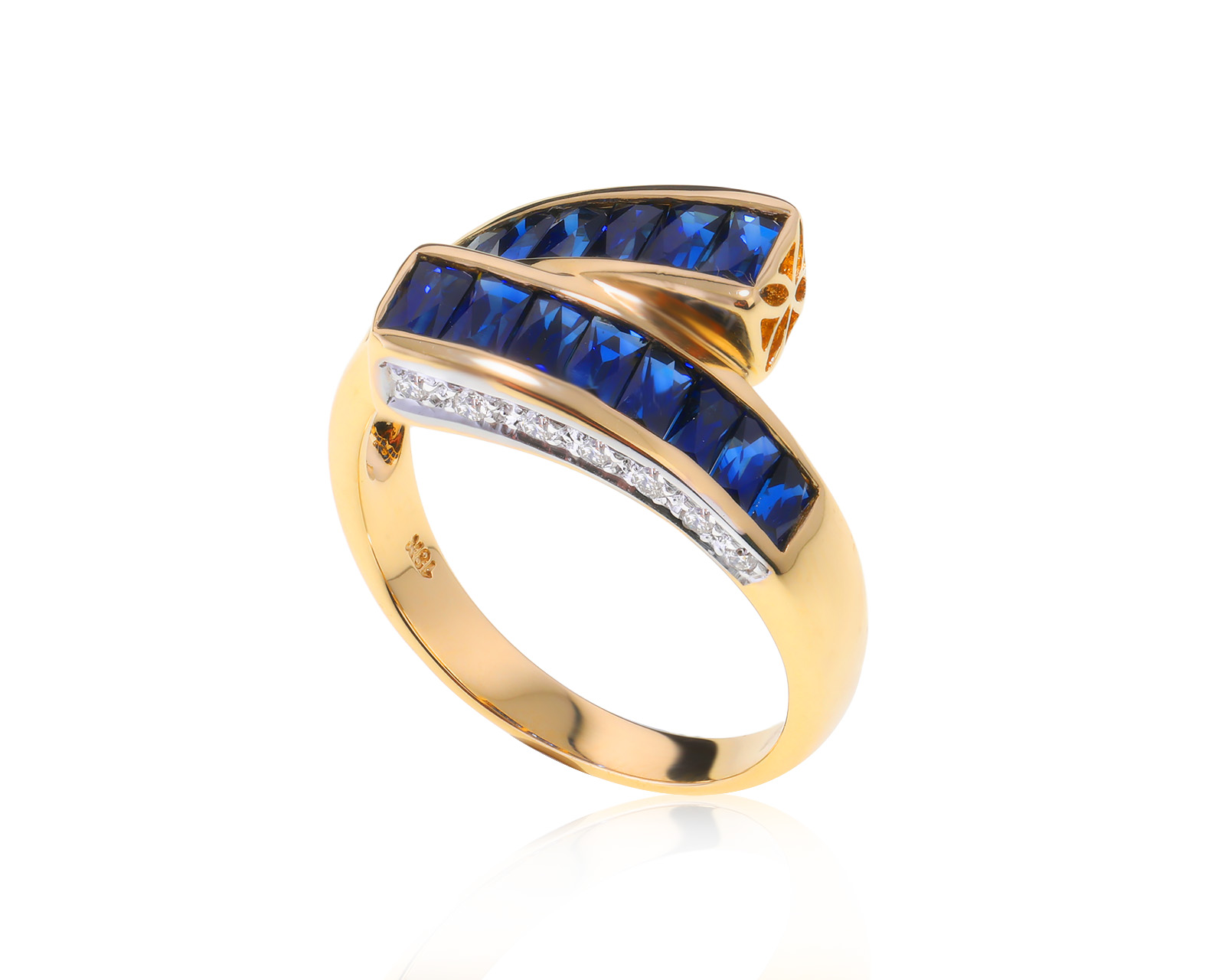 Изысканное золотое кольцо с сапфирами 1.68ct 040922/3