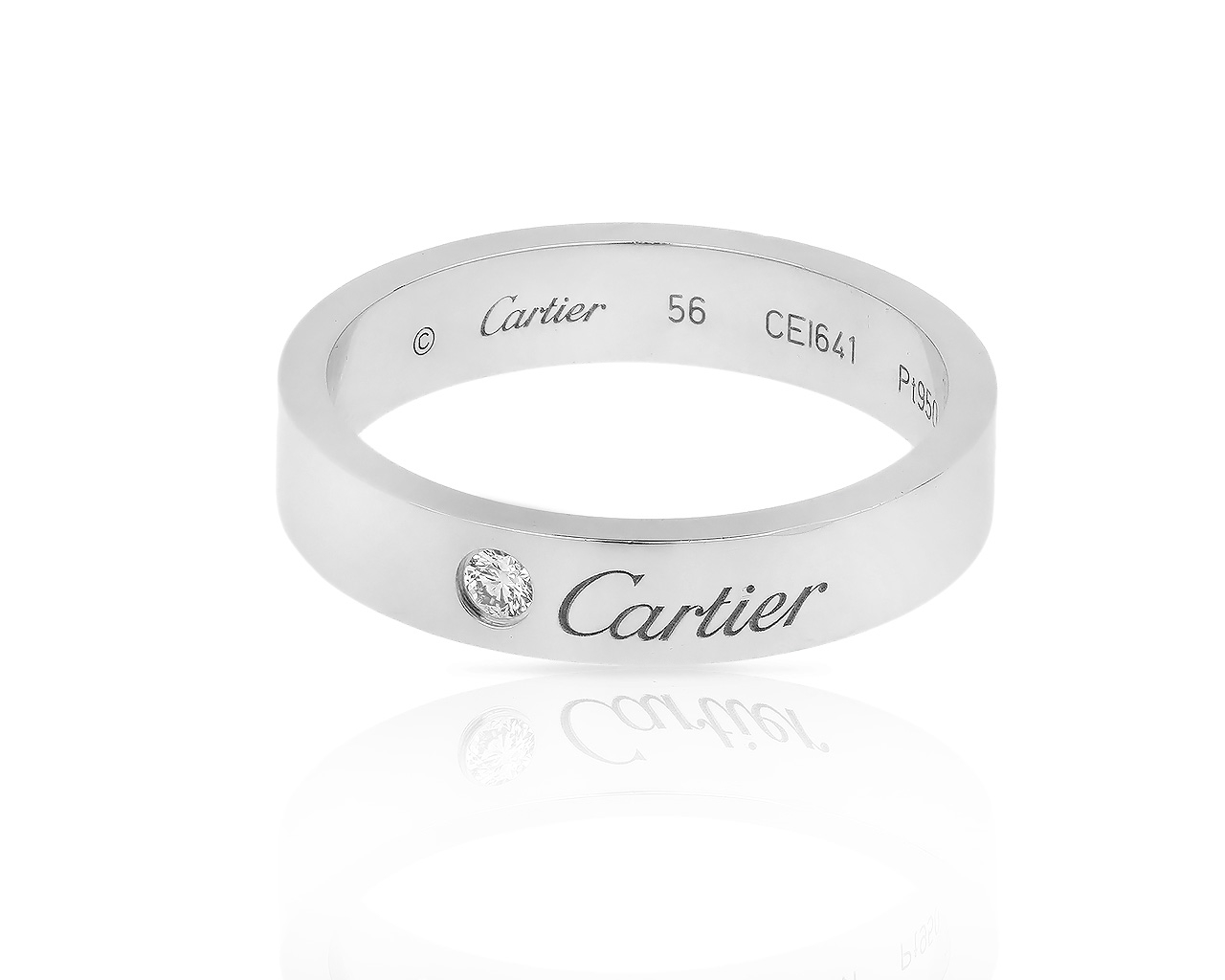 Платиновое кольцо с бриллиантом C de Cartier 050618/1