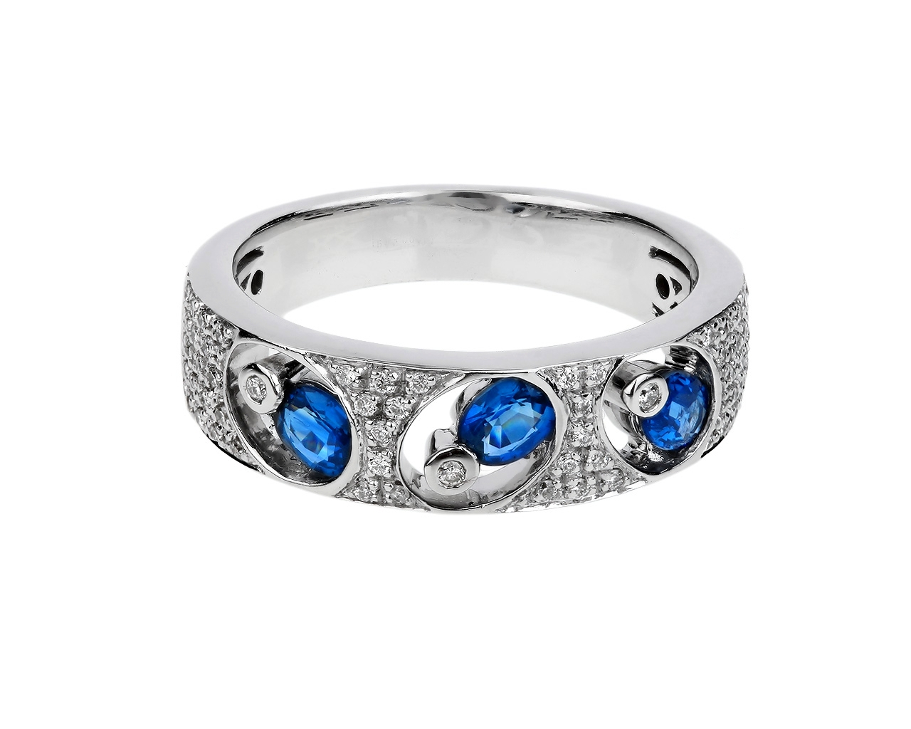 Золотое кольцо с бриллиантами 0.2ct и сапфирами 0.46ct 100218/7