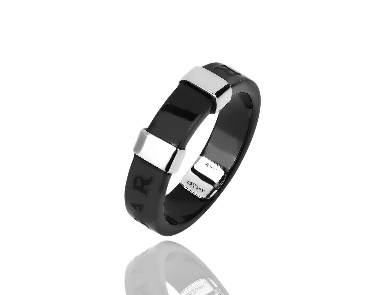 Оригинальное золотое кольцо с керамикой и бриллиантом 0.05ct Bvlgari 090319/3