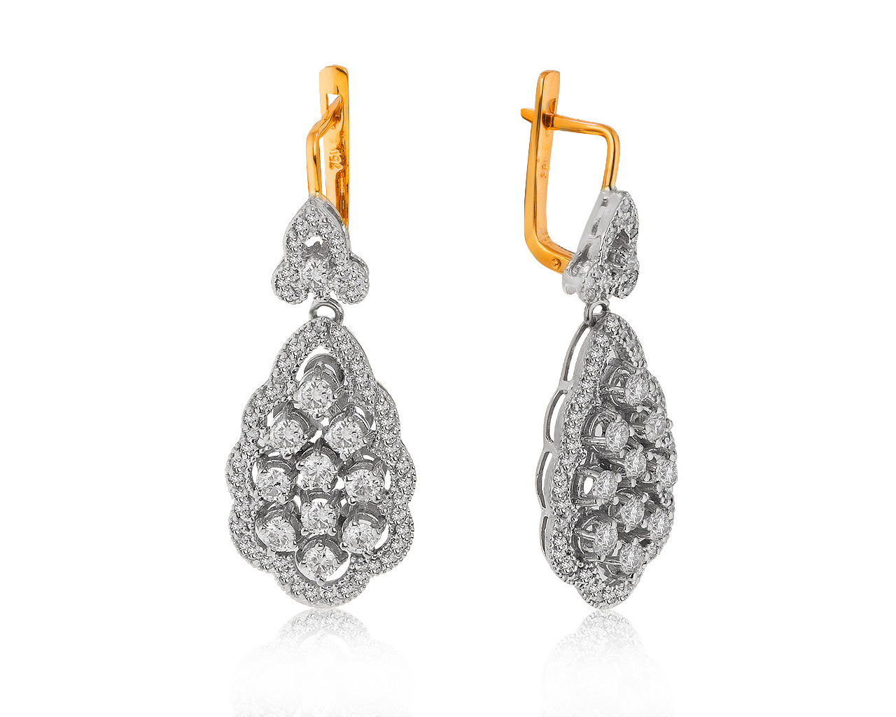 Потрясающие золотые серьги с бриллиантами 2.67ct 150521/7