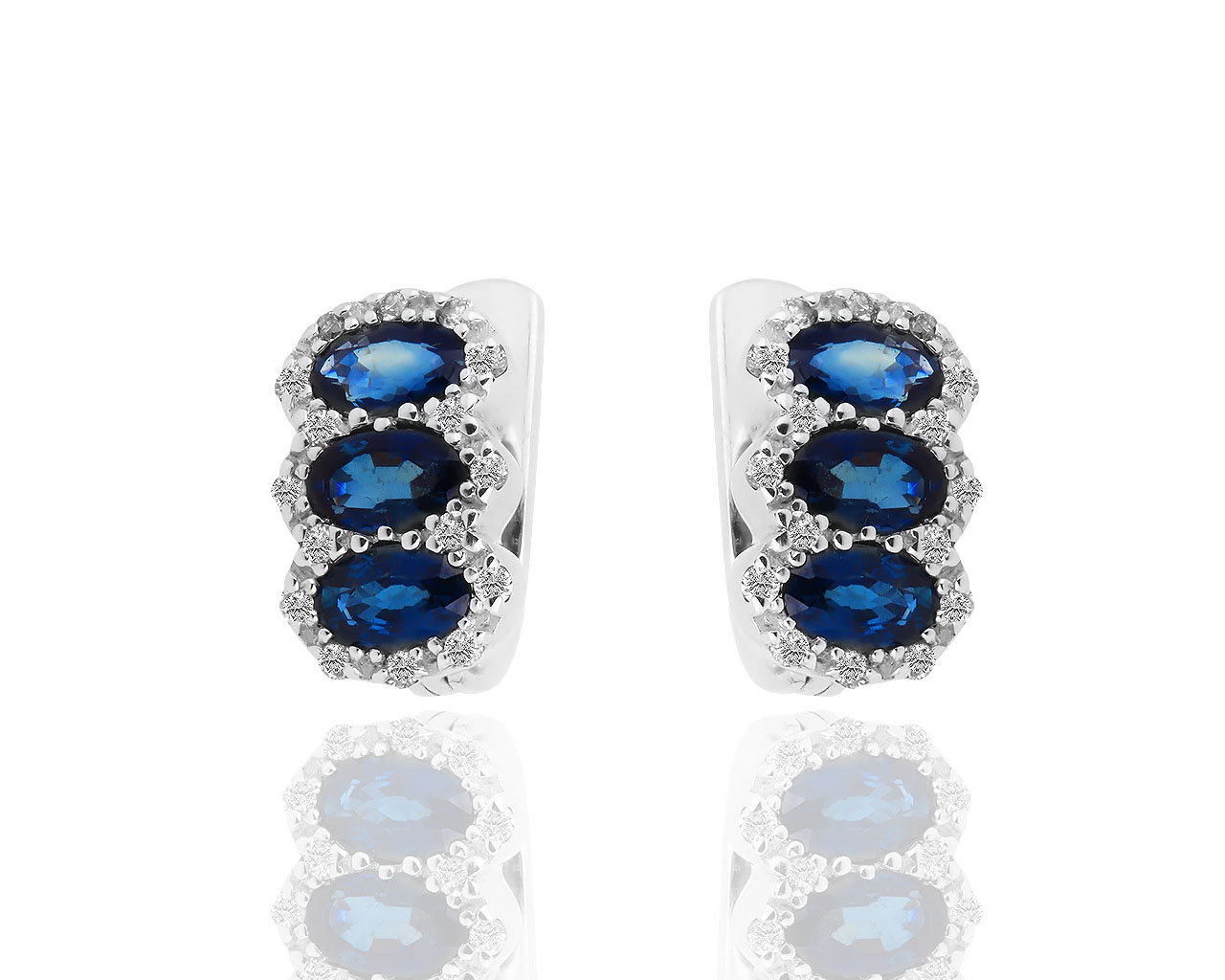 Итальянские золотые серьги с бриллиантами и сапфирами 1.40ct 201118/7