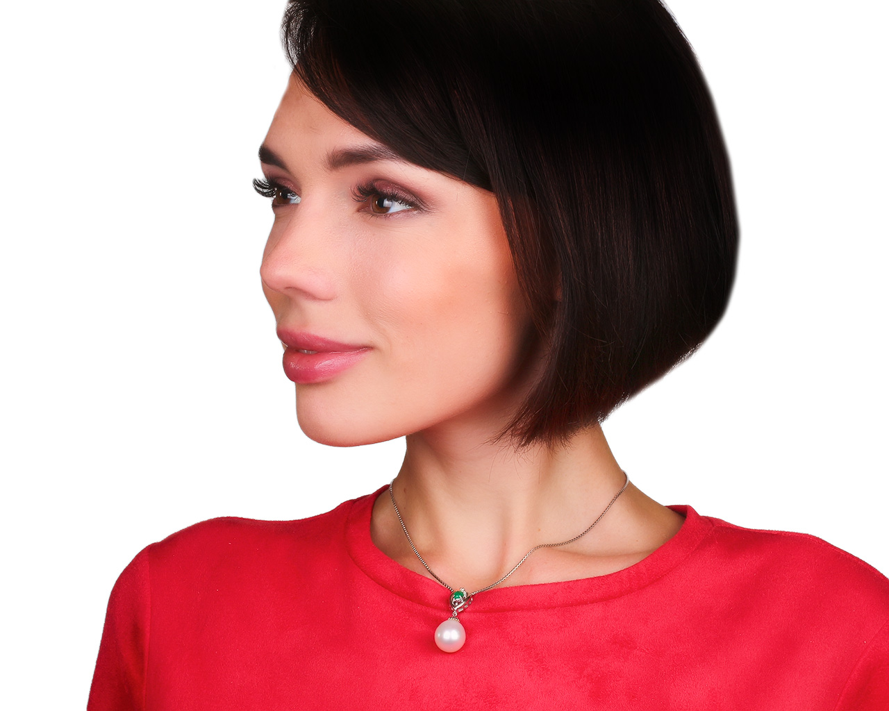 Очаровательный платиновый кулон с бриллиантами 0.02ct и изумрудом 0.35ct