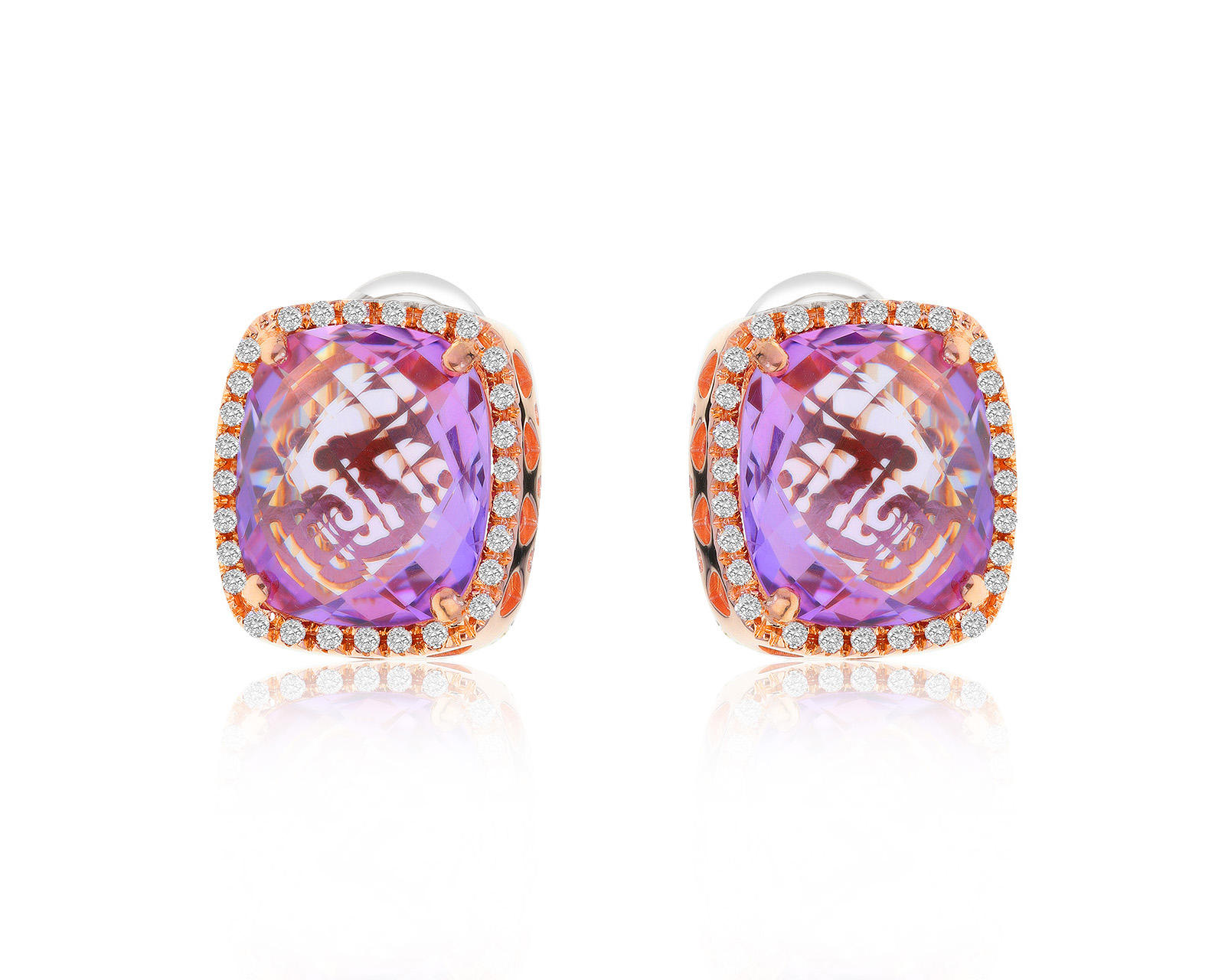 Оригинальные золотые серьги с аметистами 11.82ct Zoccai