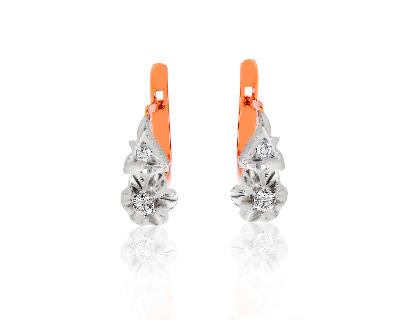 Праздничные золотые серьги с бриллиантами 0.19ct 310819/6