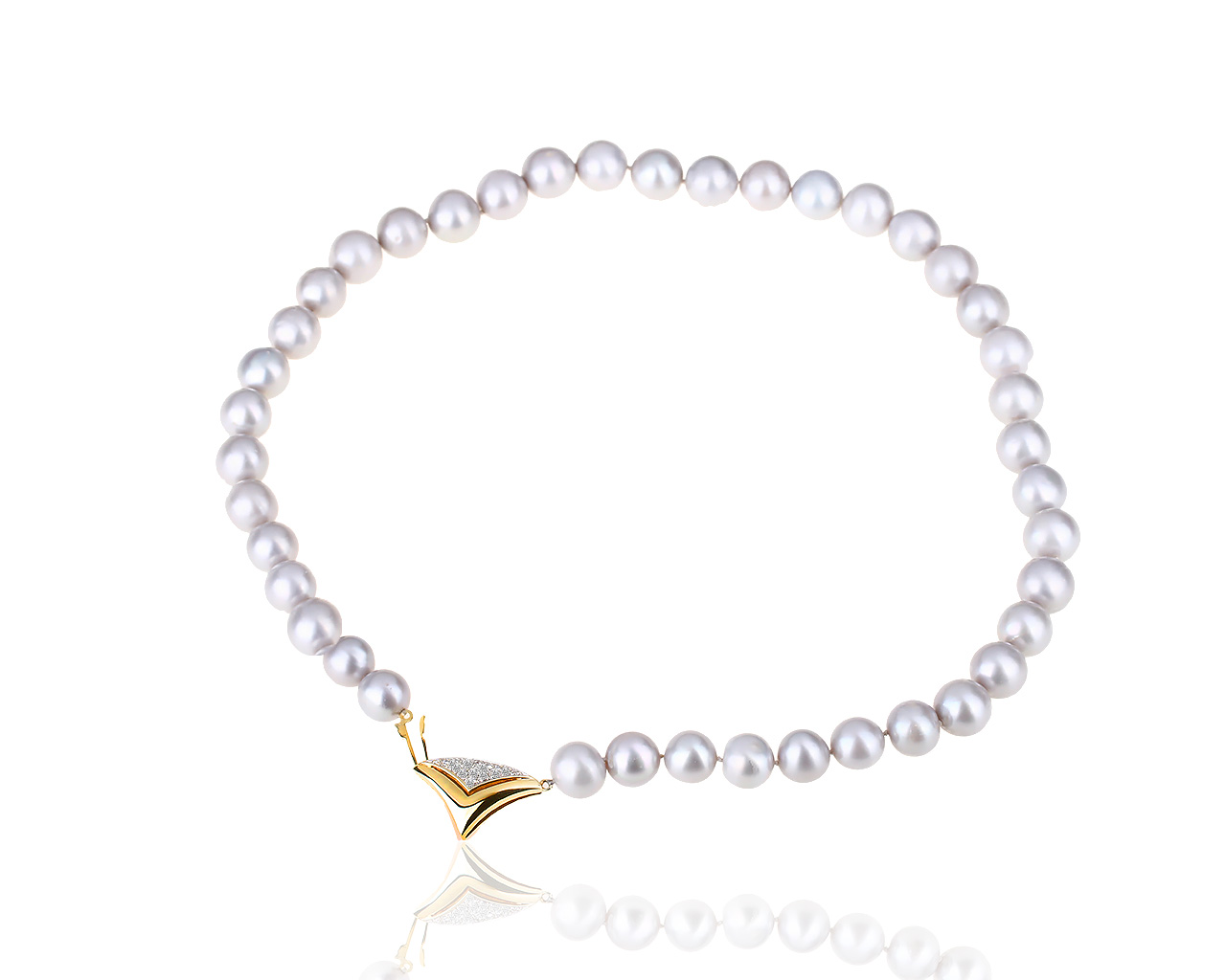 Изумительное ожерелье с жемчугом и бриллиантами 0.20ct