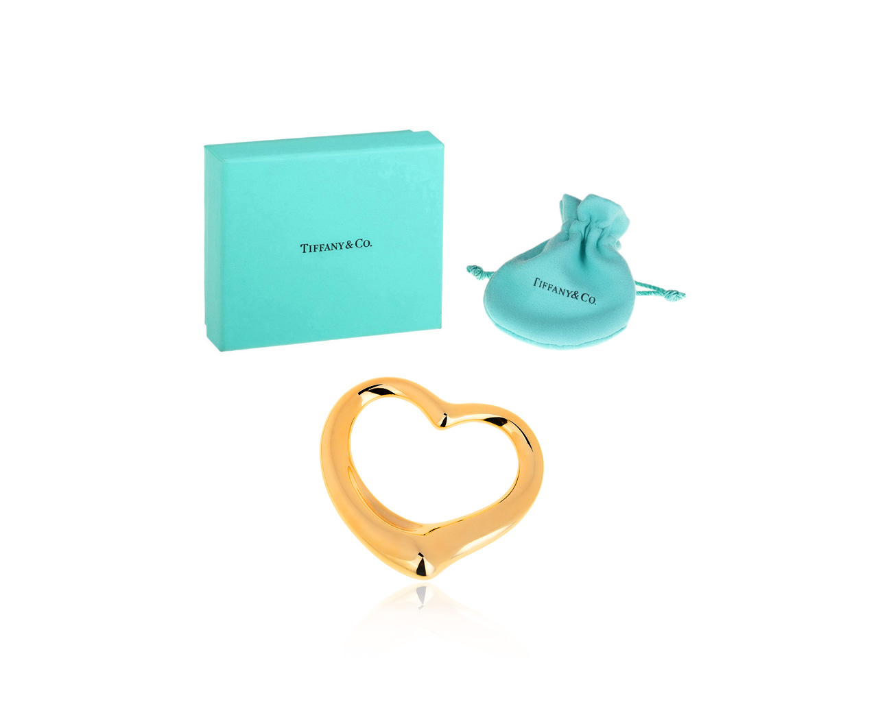Золотая подвеска на шнурке Tiffany&Co Elsa Peretti Open Heart