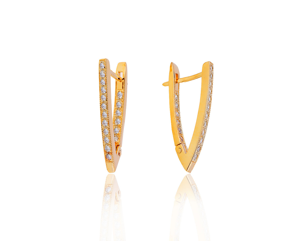 Современные золотые серьги с бриллиантами 0.36ct