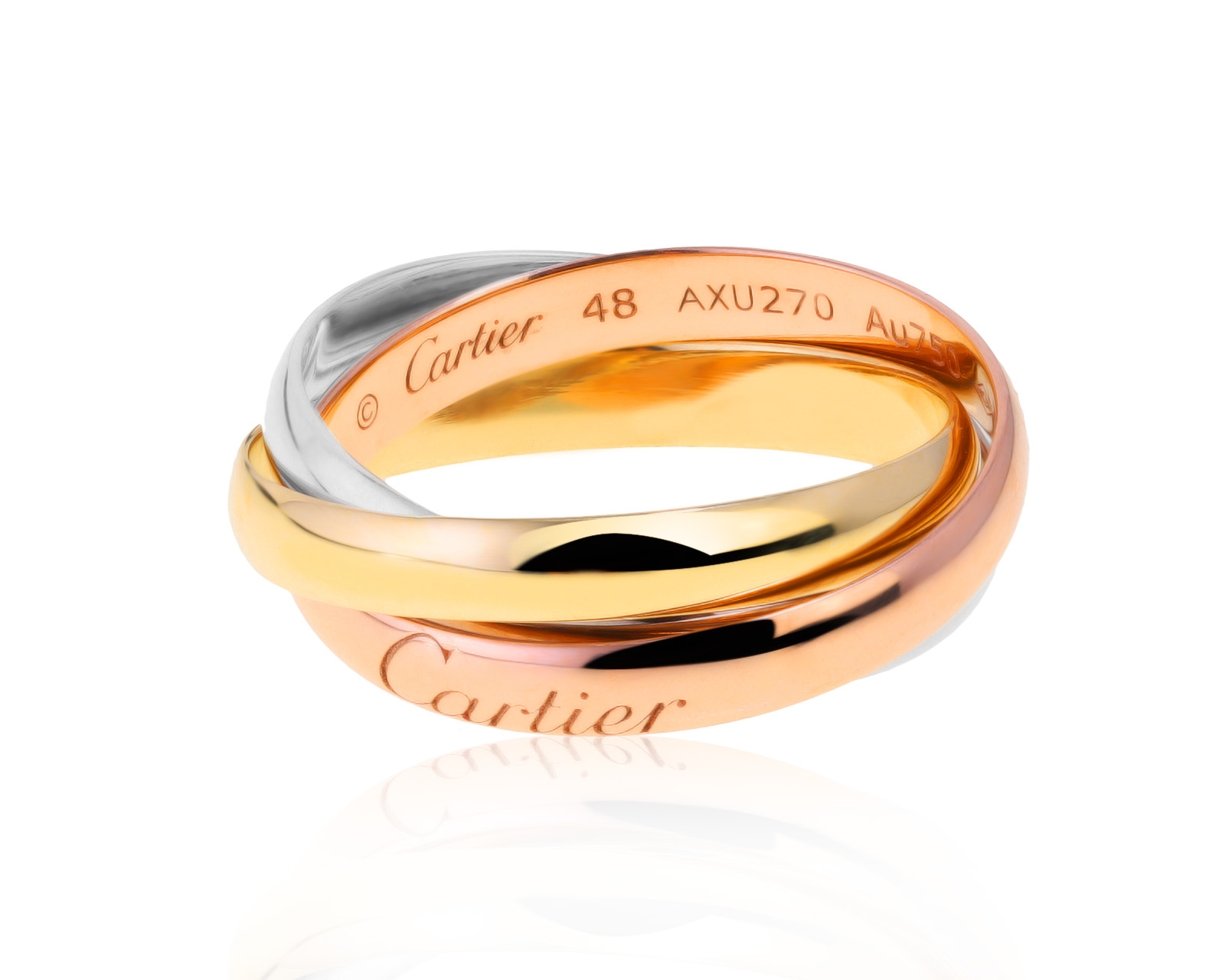 Оригинальное золотое кольцо Cartier Trinity 141021/4