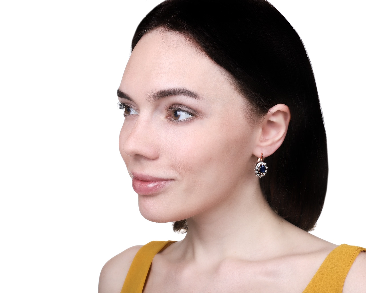 Великолепные золотые серьги с сапфирами 4.22ct