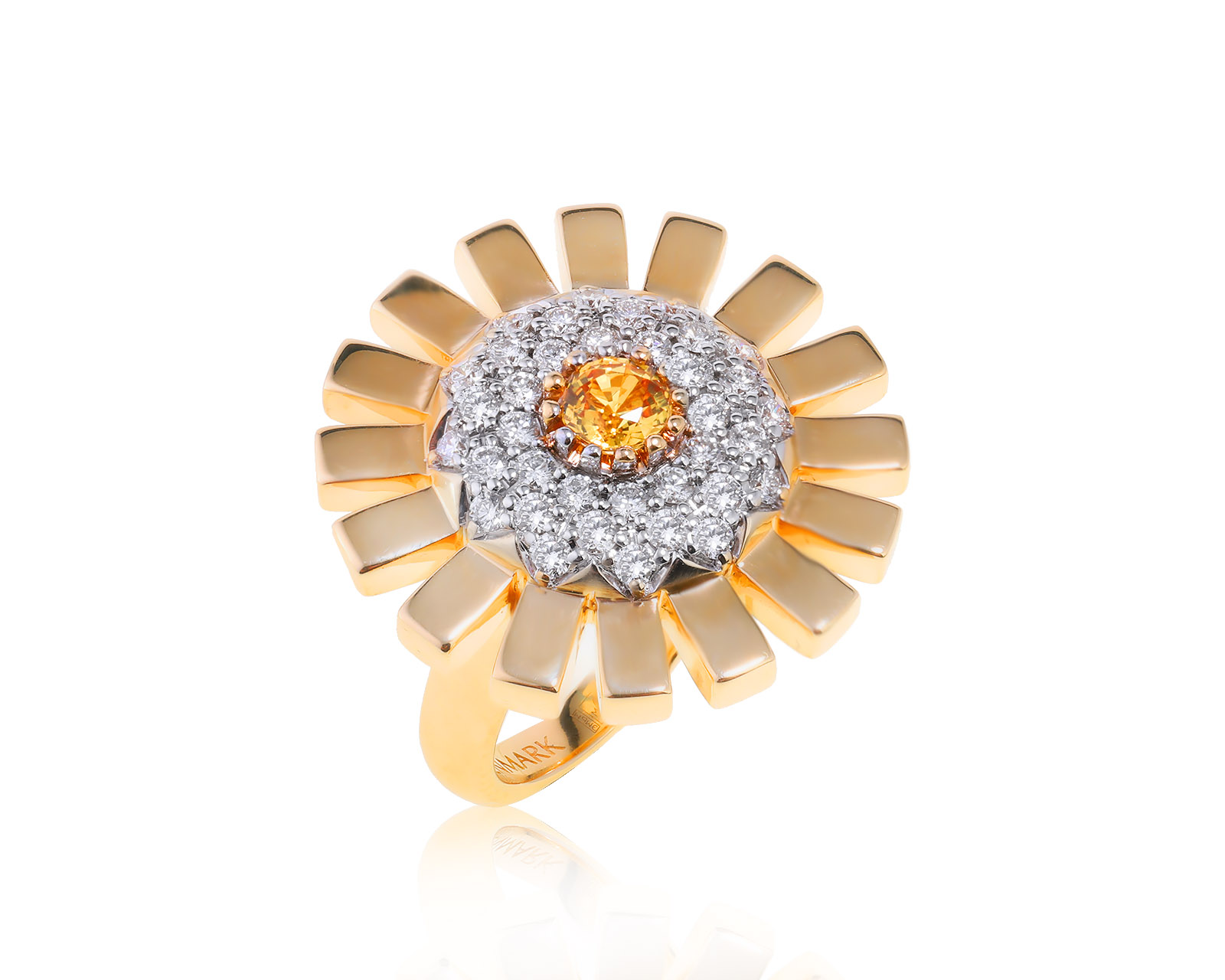 Прекрасное золотое кольцо с желтым сапфиром 0.45ct