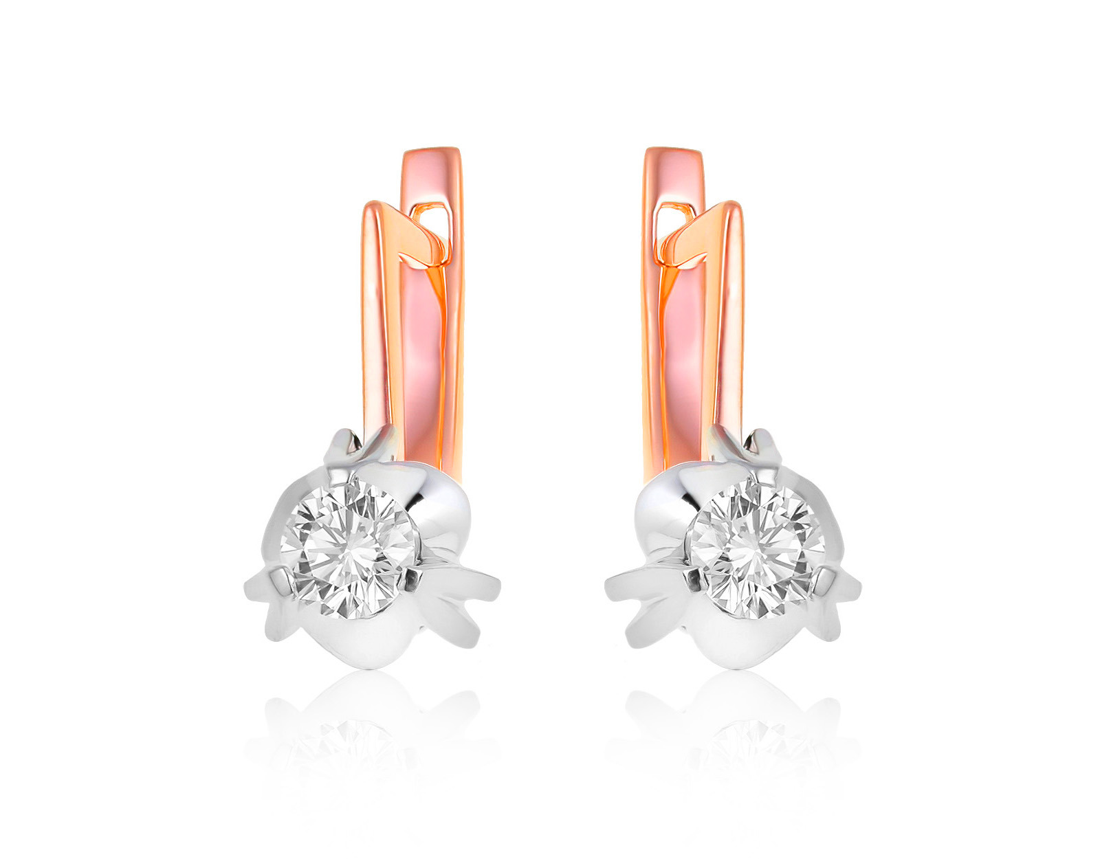 Винтажные золотые серьги с бриллиантами 0.61ct