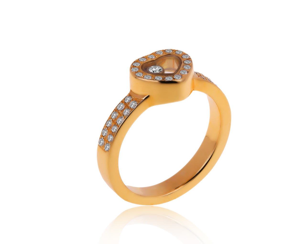 Оригинальное золотое кольцо с бриллиантами 0.35ct Chopard