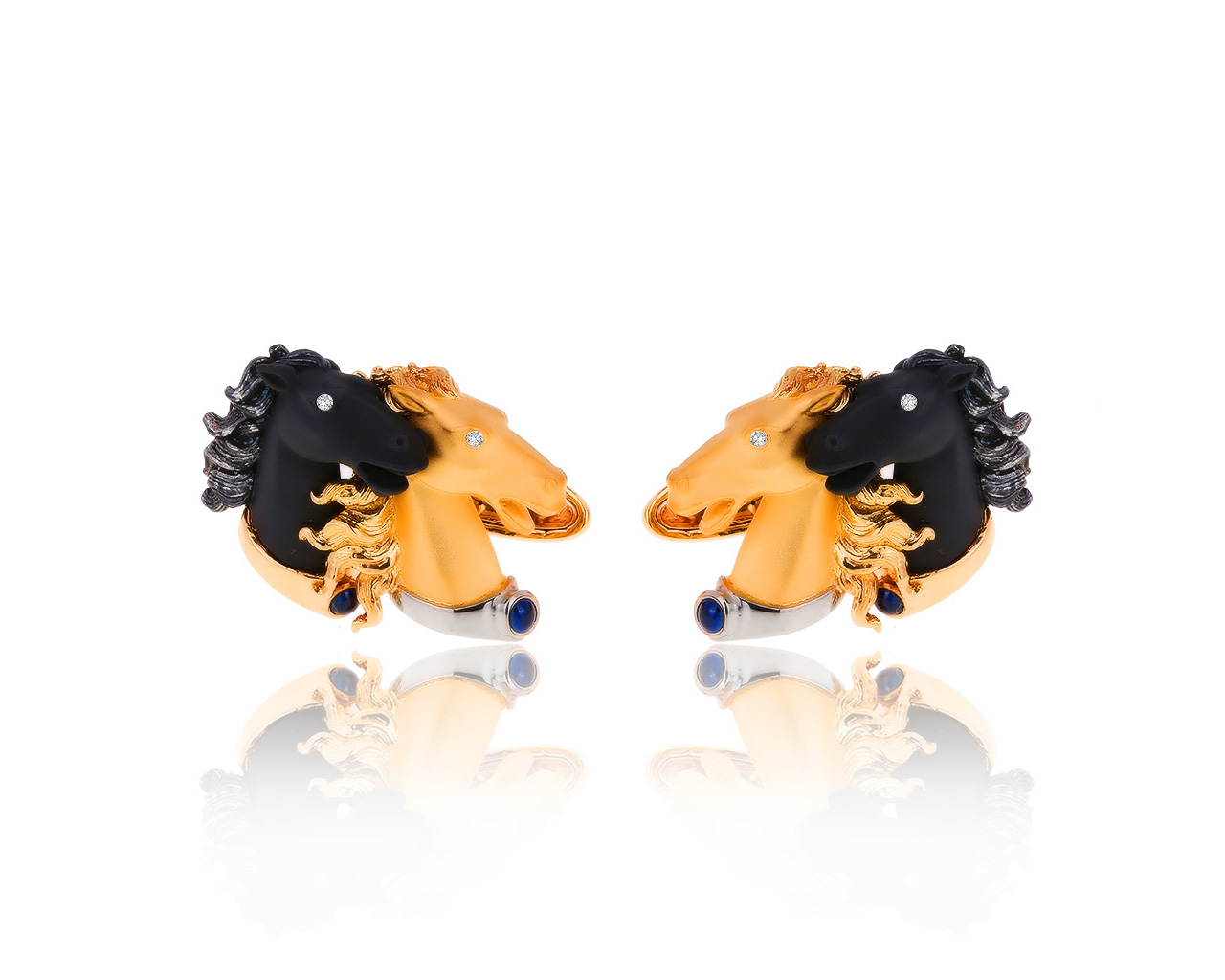 Оригинальные золотые запонки с сапфирами 0.24ct Carrera y Carrera 040220/4