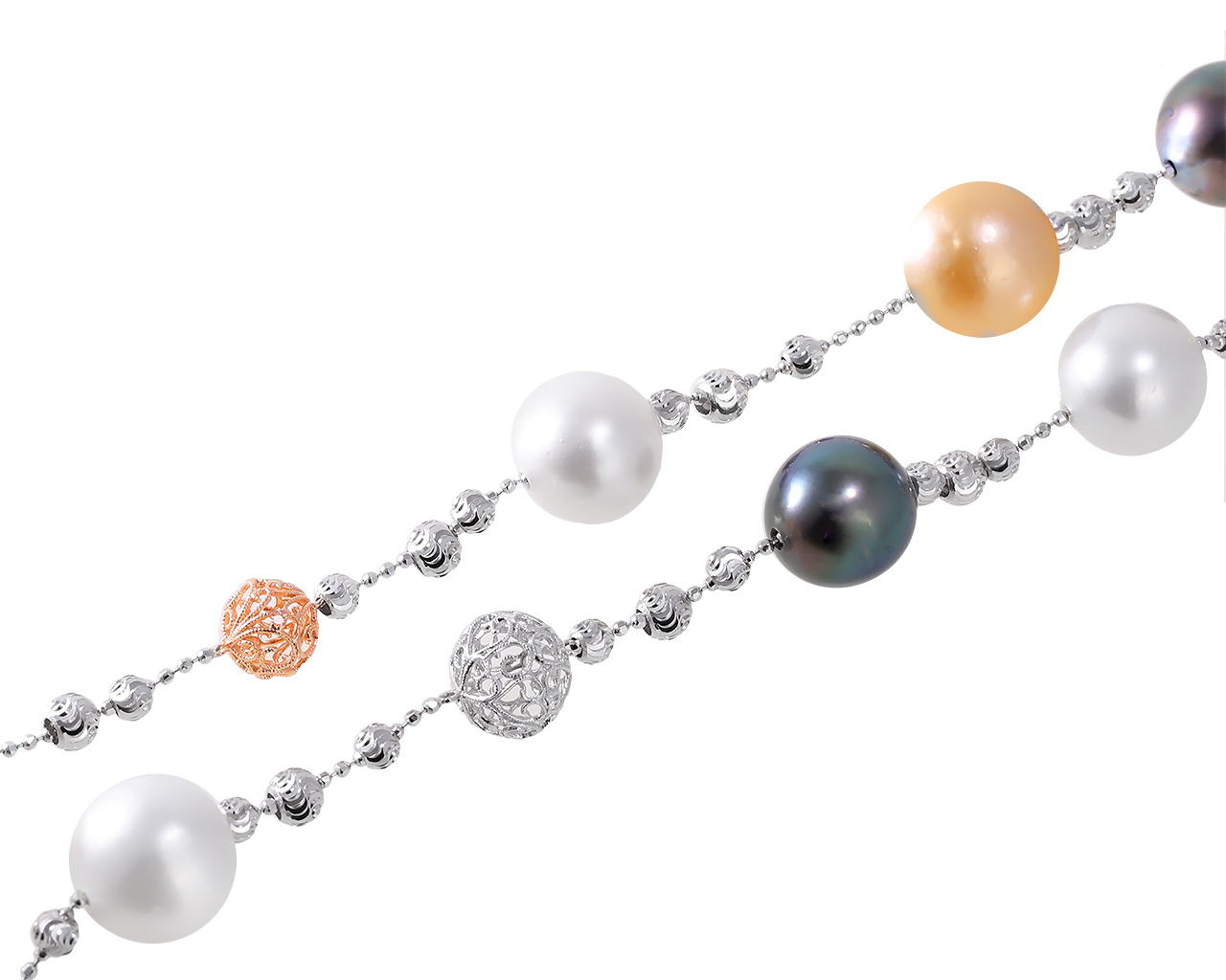 Прекрасное золотое колье с жемчугом 12.7-14.8 мм 261120/6