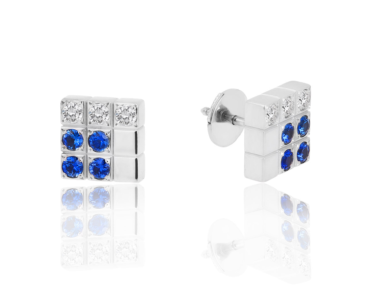 Золотые серьги с бриллиантами и сапфирами Cartier Lanieres 071018/1