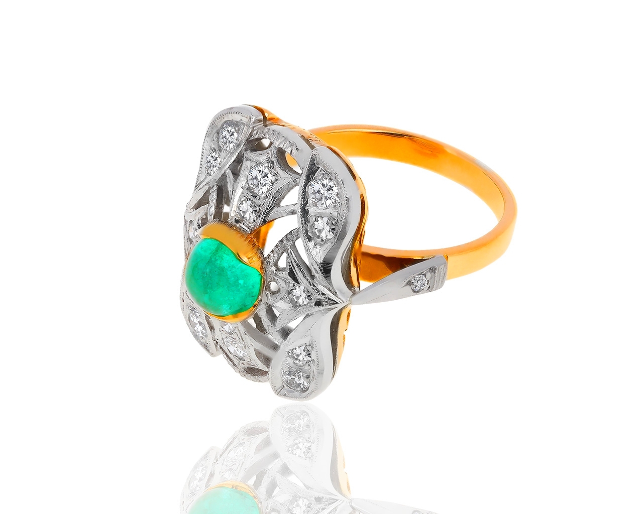 Золотое кольцо с бриллиантами 0.51ct и изумрудом 0.65ct 180519/39