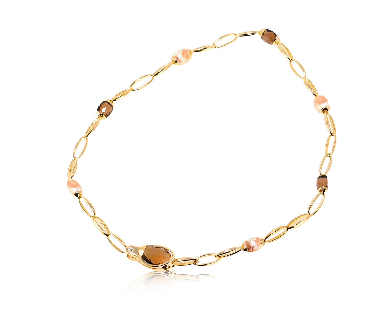 Оригинальное золотое колье с дымчатым кварцем 28.60ct Chimento 201225/5