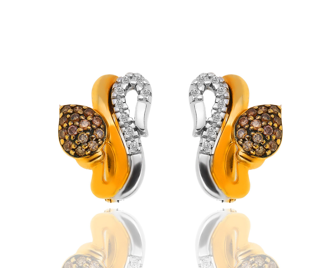 Нарядные золотые серьги с бриллиантами 0.38ct 070319/6