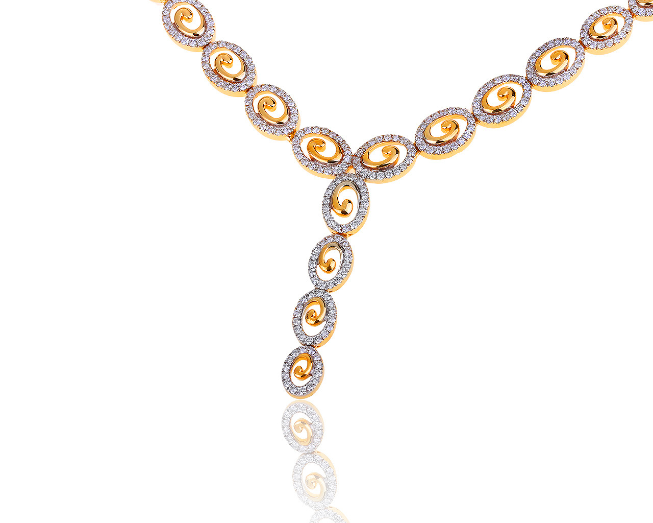 Стильное золотое колье с бриллиантами 3.03ct 020819/10
