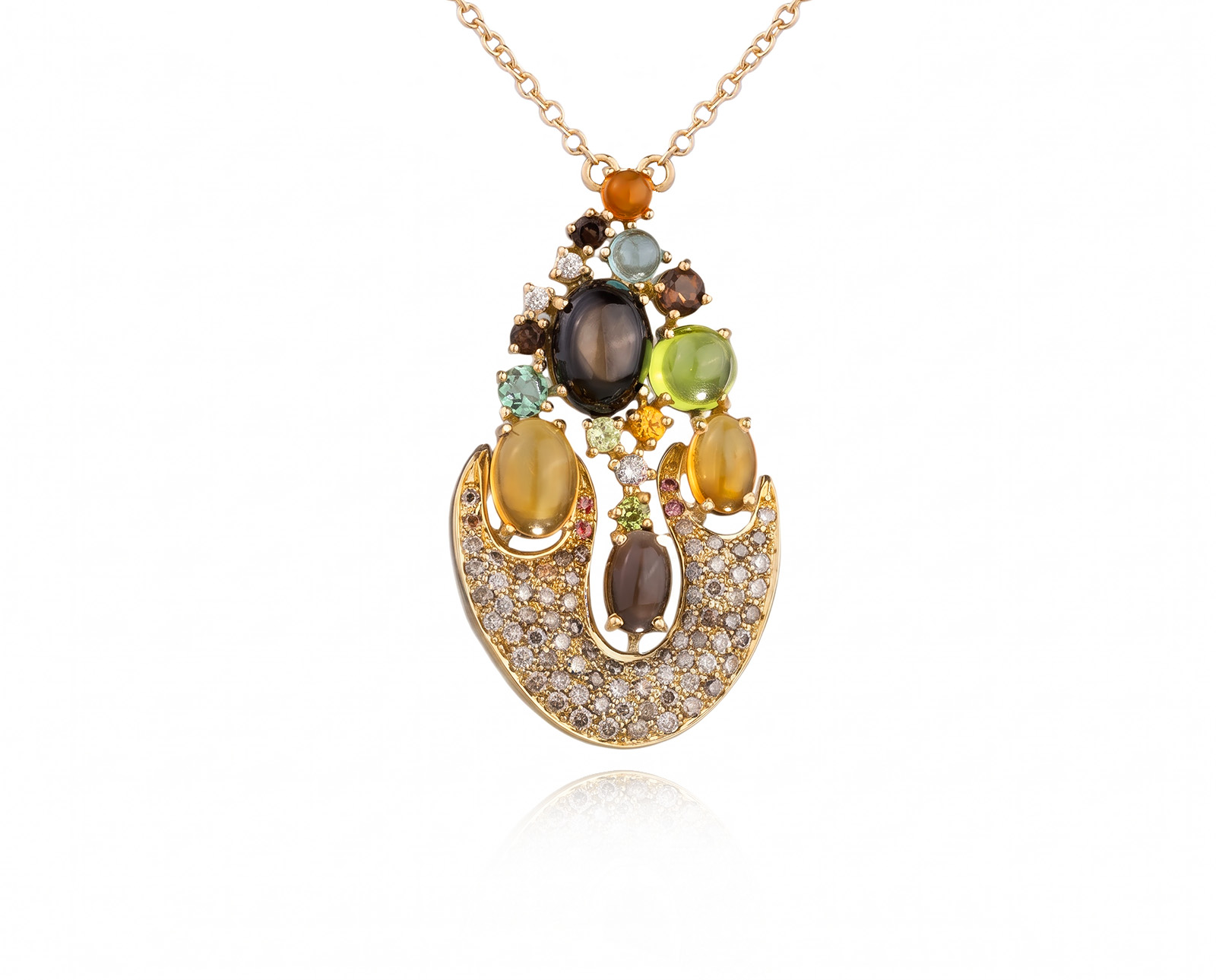 Оригинальное золотое колье с цветными камнями 3.59ct Novarese&Sannazzaro 090926/4